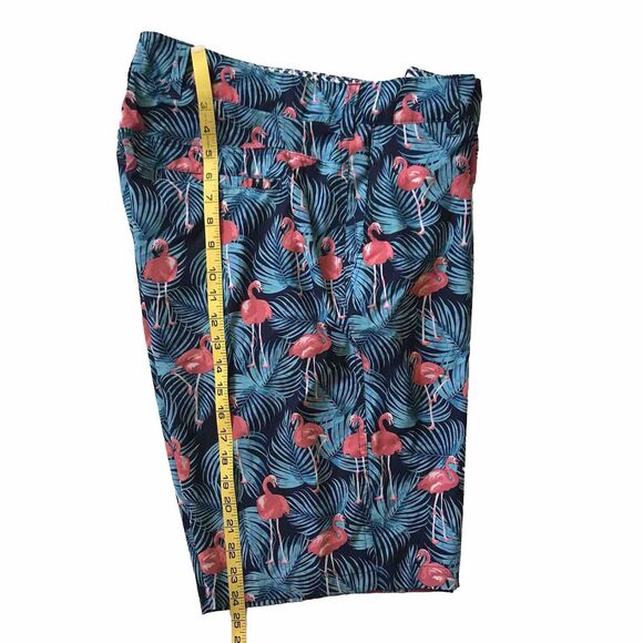 Trunks Swim Hybrd Shorts Mens Size 34 Flamingos Blue Pink Pockets Multi-Function - Picture 9 of 12